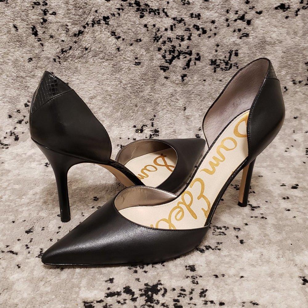 Sam Edleman Delilah Black Matte Leather d'Orsay Pumps Heels 13